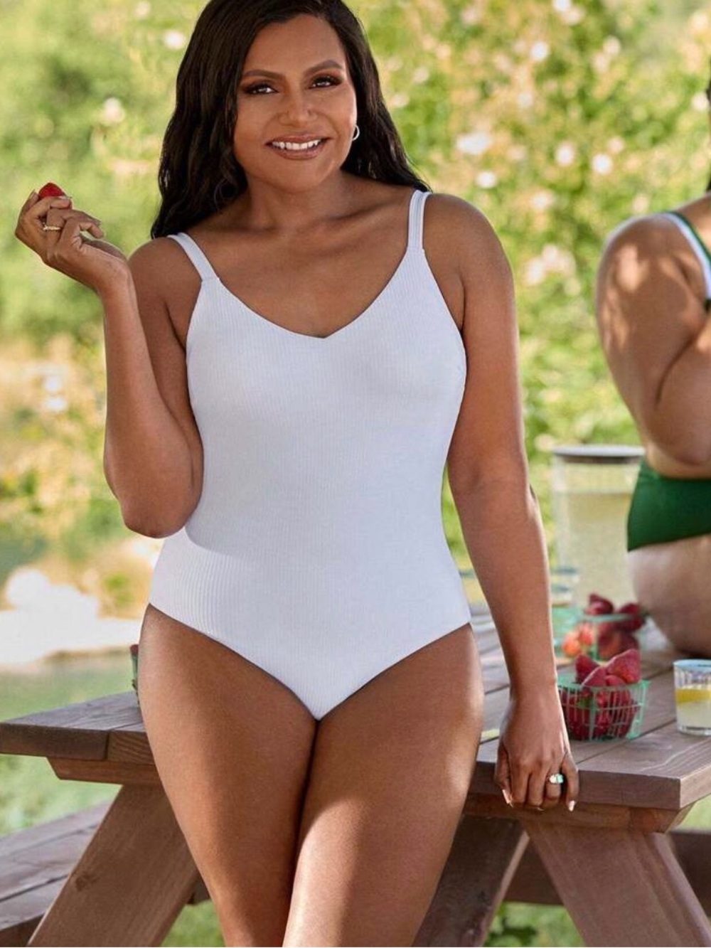 Andie + Mindy Collab “The Marco” White One-Piece, Large, Eco ribbed material